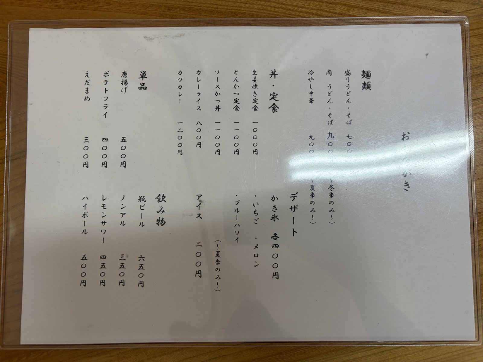 食堂メニュー