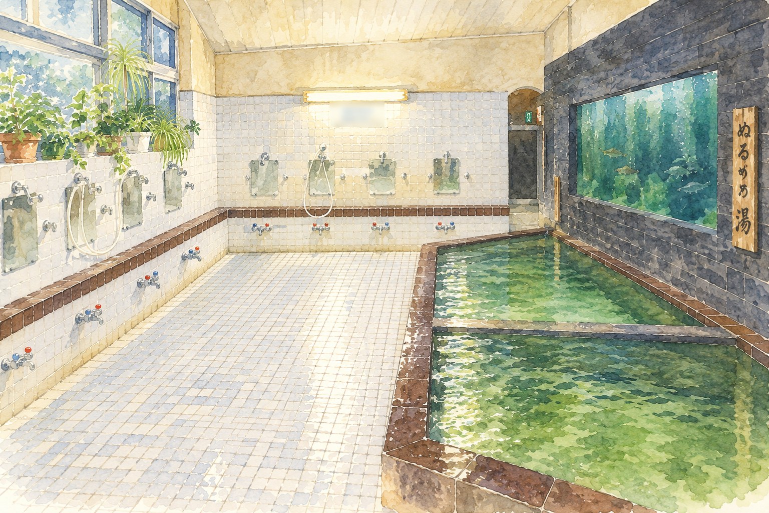 浴室のイメージイラスト（記憶をもとにAIで作成。実際の浴室とは細部が異なります）